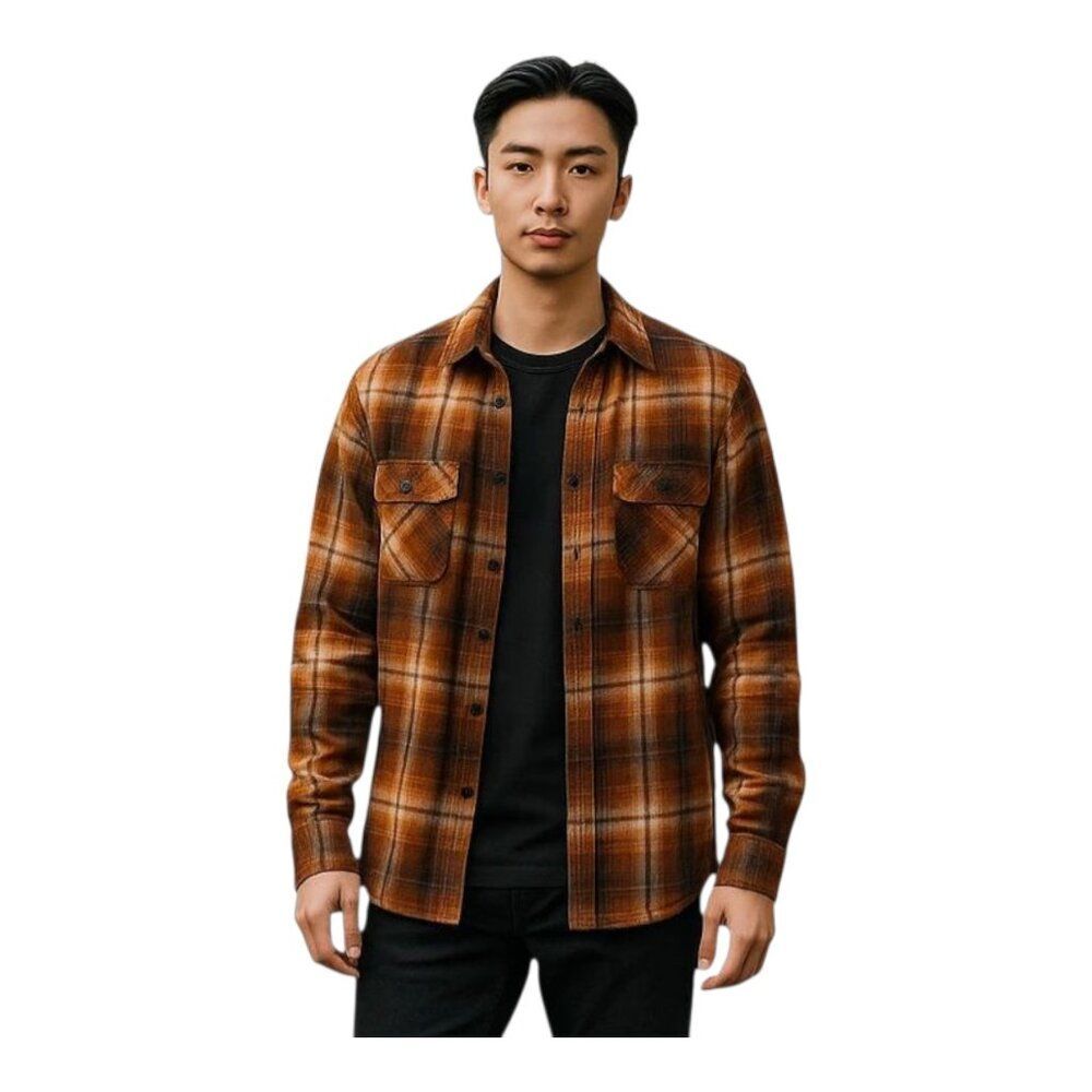 Men's Brushed Flannel Button-Down Shirt Urban Pipeline 100% Cotton Rustic Sz M